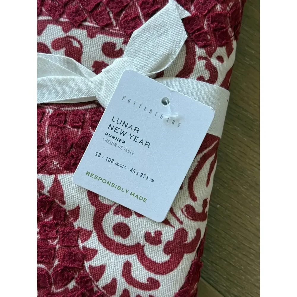 Pottery Barn Red Lunar New Year Dragon Table Runner 18